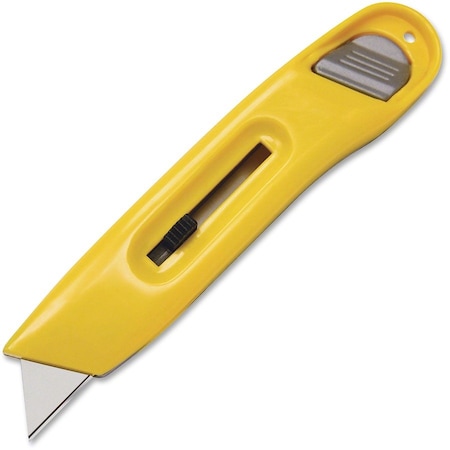 Utility Knife, Plastic, Retractable Blade, Yellow/Silver